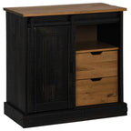 vidaXL Sideboard HALDEN mit Schiebetür Schwarz 80x40x80 cm Massivholz