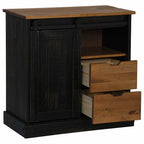 vidaXL Sideboard HALDEN mit Schiebetür Schwarz 80x40x80 cm Massivholz