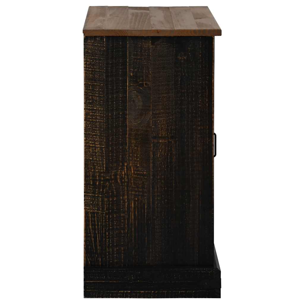 vidaXL Sideboard HALDEN mit Schiebetür Schwarz 80x40x80 cm Massivholz