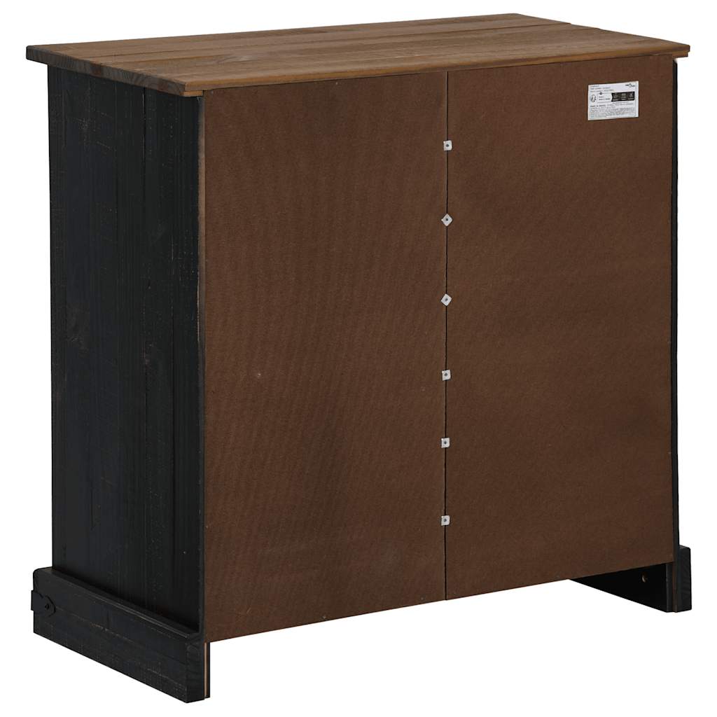 vidaXL Sideboard HALDEN mit Schiebetür Schwarz 80x40x80 cm Massivholz