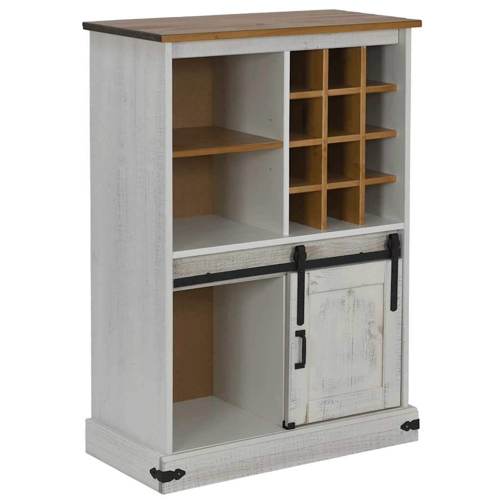 vidaXL Weinschrank HALDEN mit Weinregalen und Schiebetür Weiß Kiefer