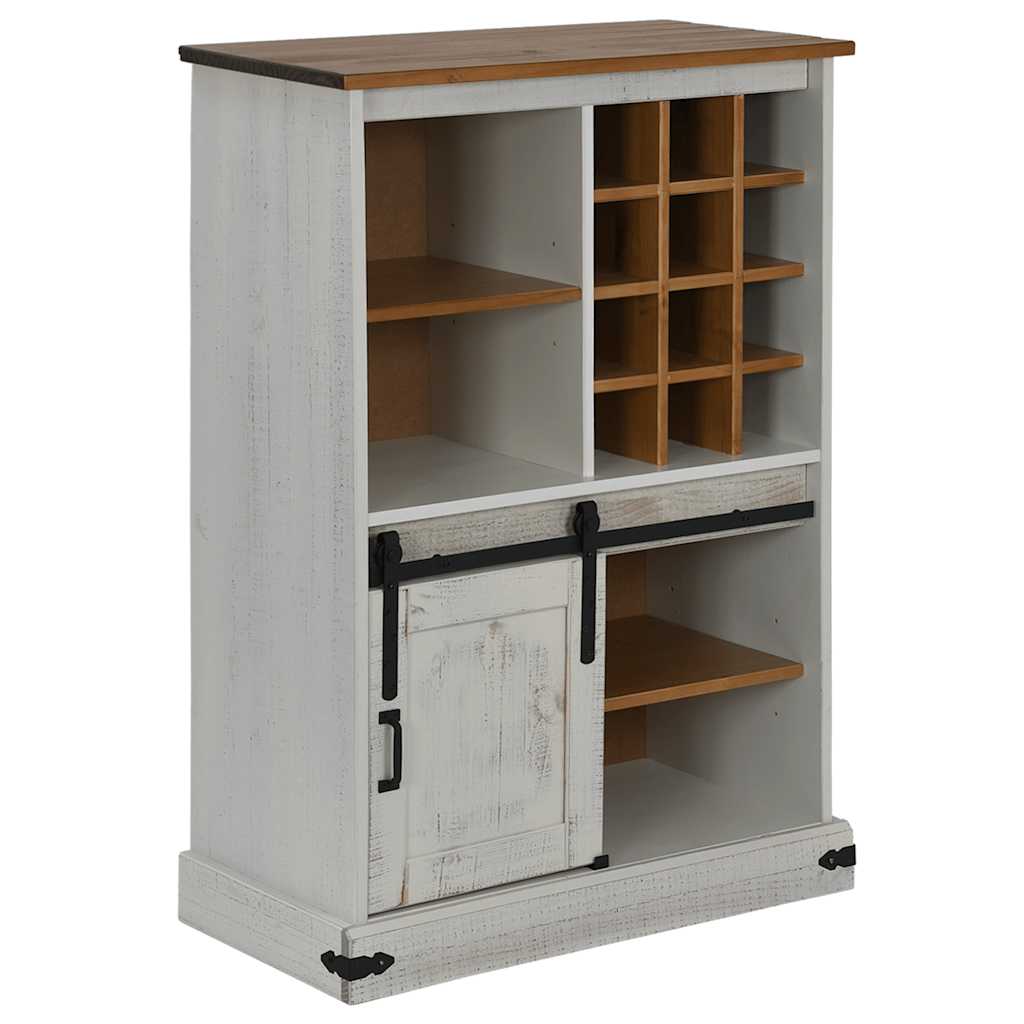 vidaXL Weinschrank HALDEN mit Weinregalen und Schiebetür Weiß Kiefer