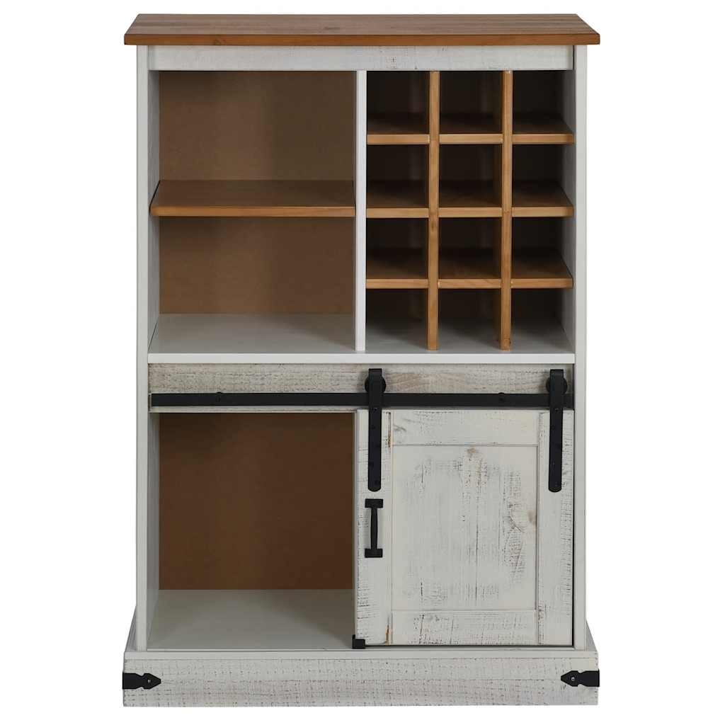 vidaXL Weinschrank HALDEN mit Weinregalen und Schiebetür Weiß Kiefer