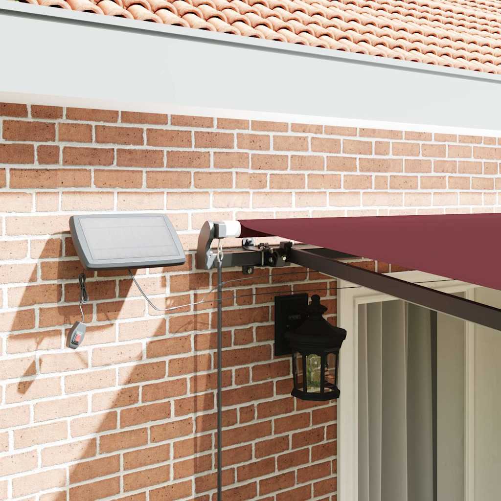 vidaXL Markise Manuell mit LEDs Weinrot 400x300 cm