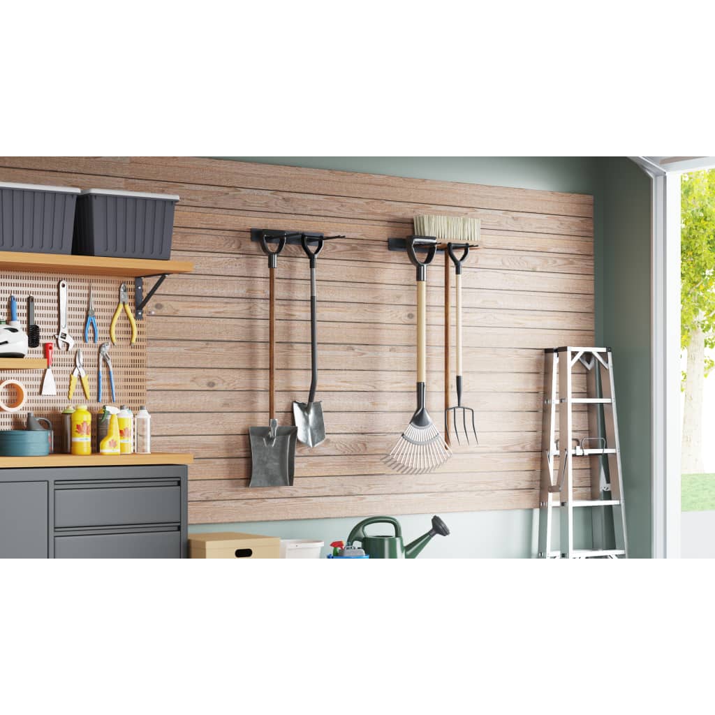 vidaXL Gerätehalter Wandmontage 2 Stk. Schwarz Stahl