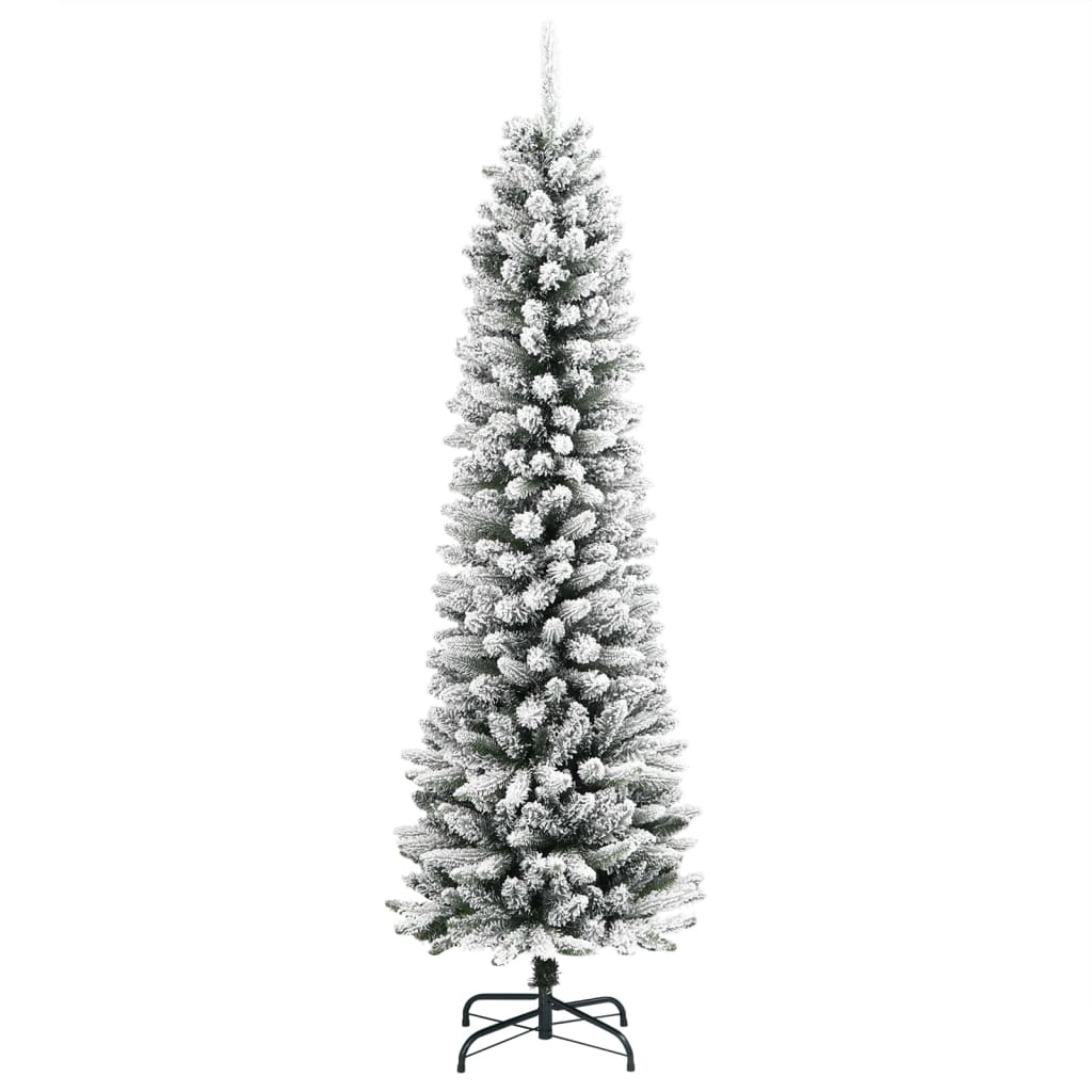 vidaXL Künstlicher Weihnachtsbaum Schlank mit Schnee 120 cm PVC & PE