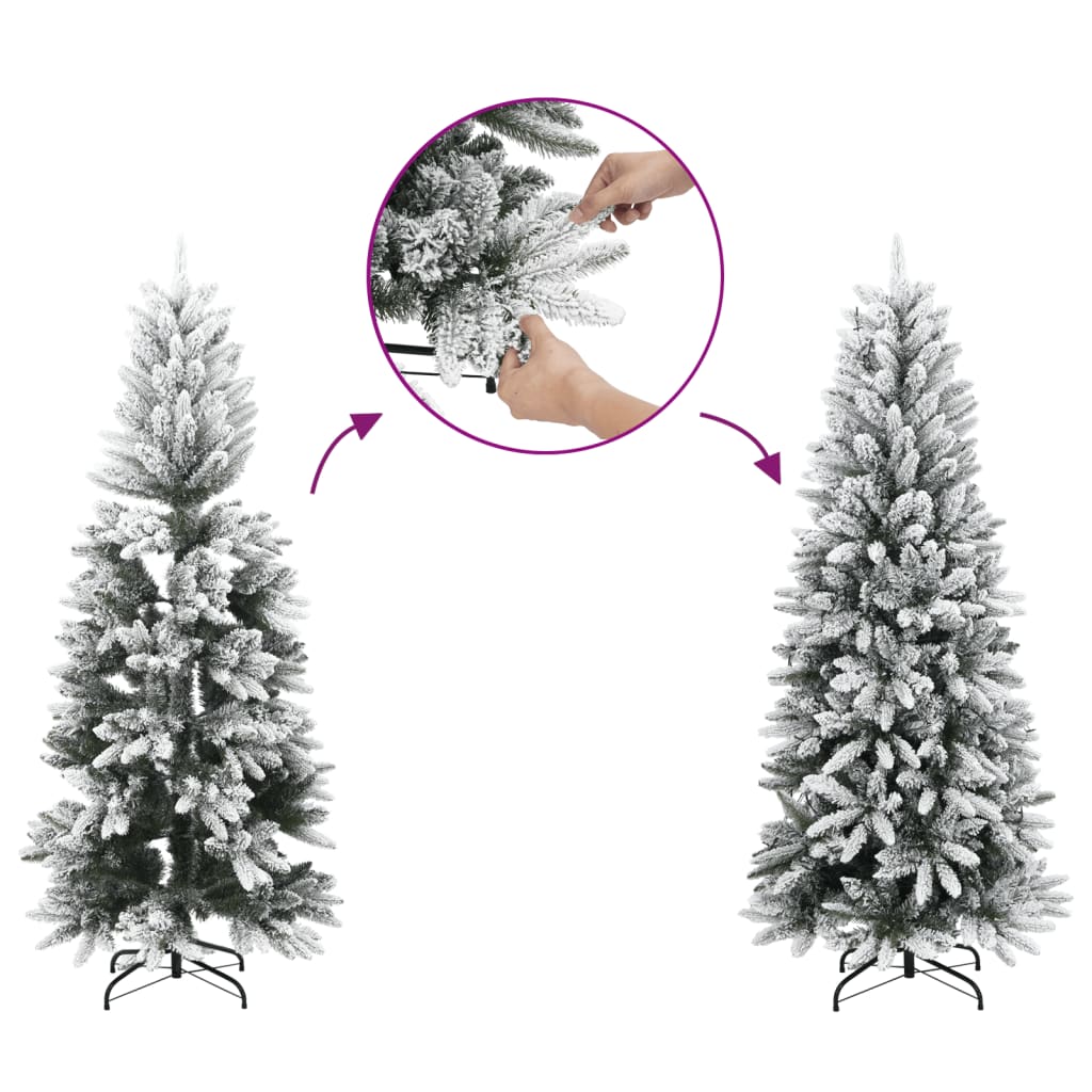 vidaXL Künstlicher Weihnachtsbaum Schlank mit Schnee 120 cm PVC & PE