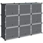 vidaXL Regalsystem mit 9 Würfeln und Türen Schwarz PP