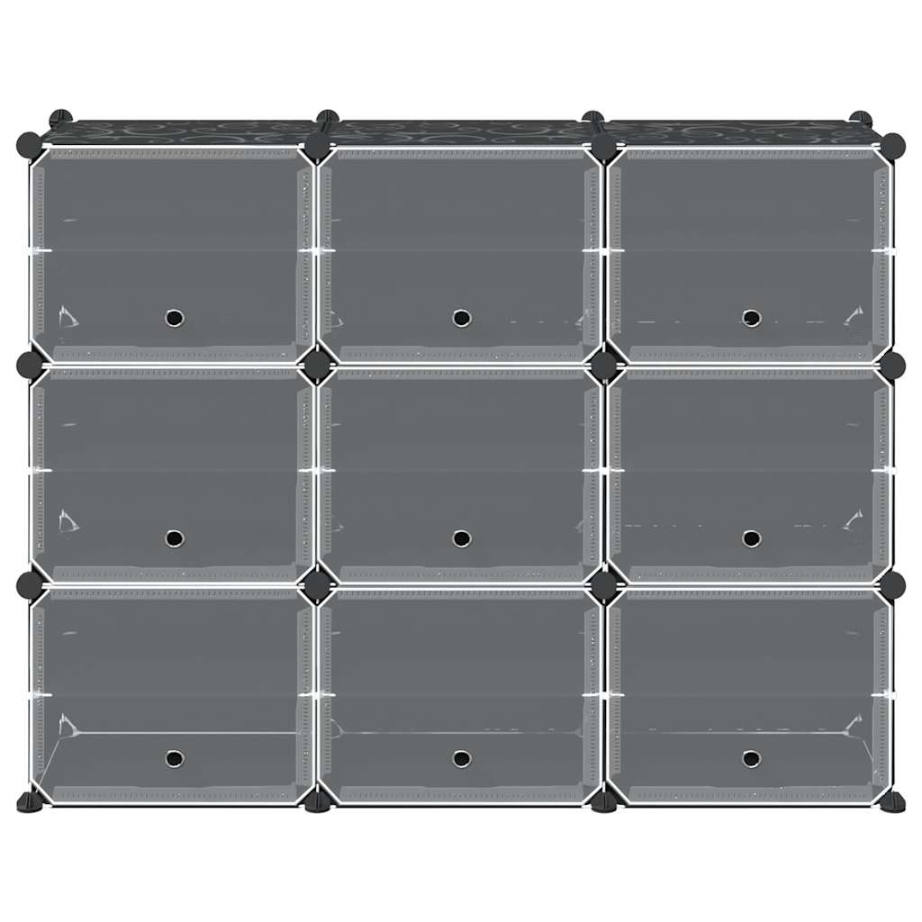 vidaXL Regalsystem mit 9 Würfeln und Türen Schwarz PP