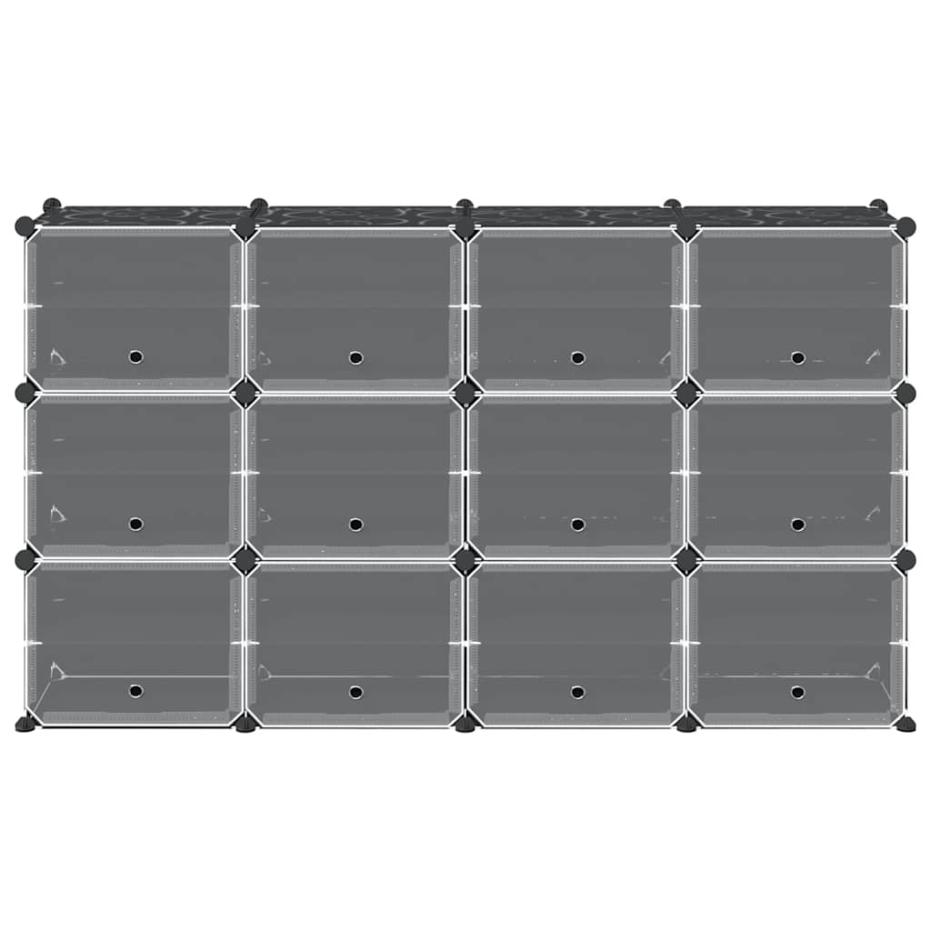 vidaXL Regalsystem mit 12 Würfeln und Türen Schwarz PP