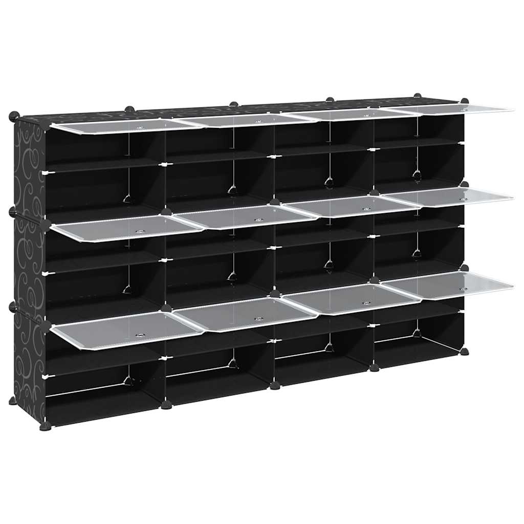 vidaXL Regalsystem mit 12 Würfeln und Türen Schwarz PP
