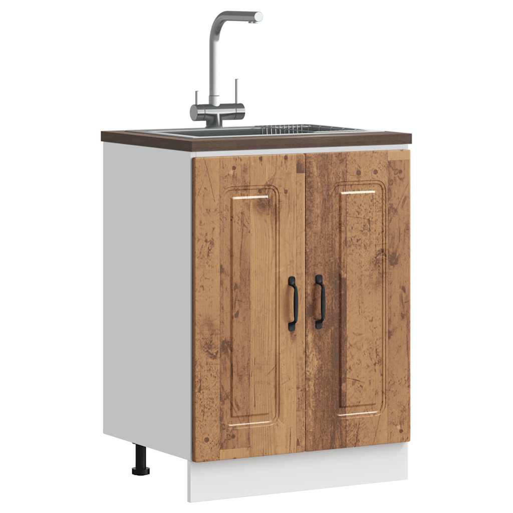 vidaXL Spülenunterschrank Kalmar Altholz-Optik 60x46x81,5 cm