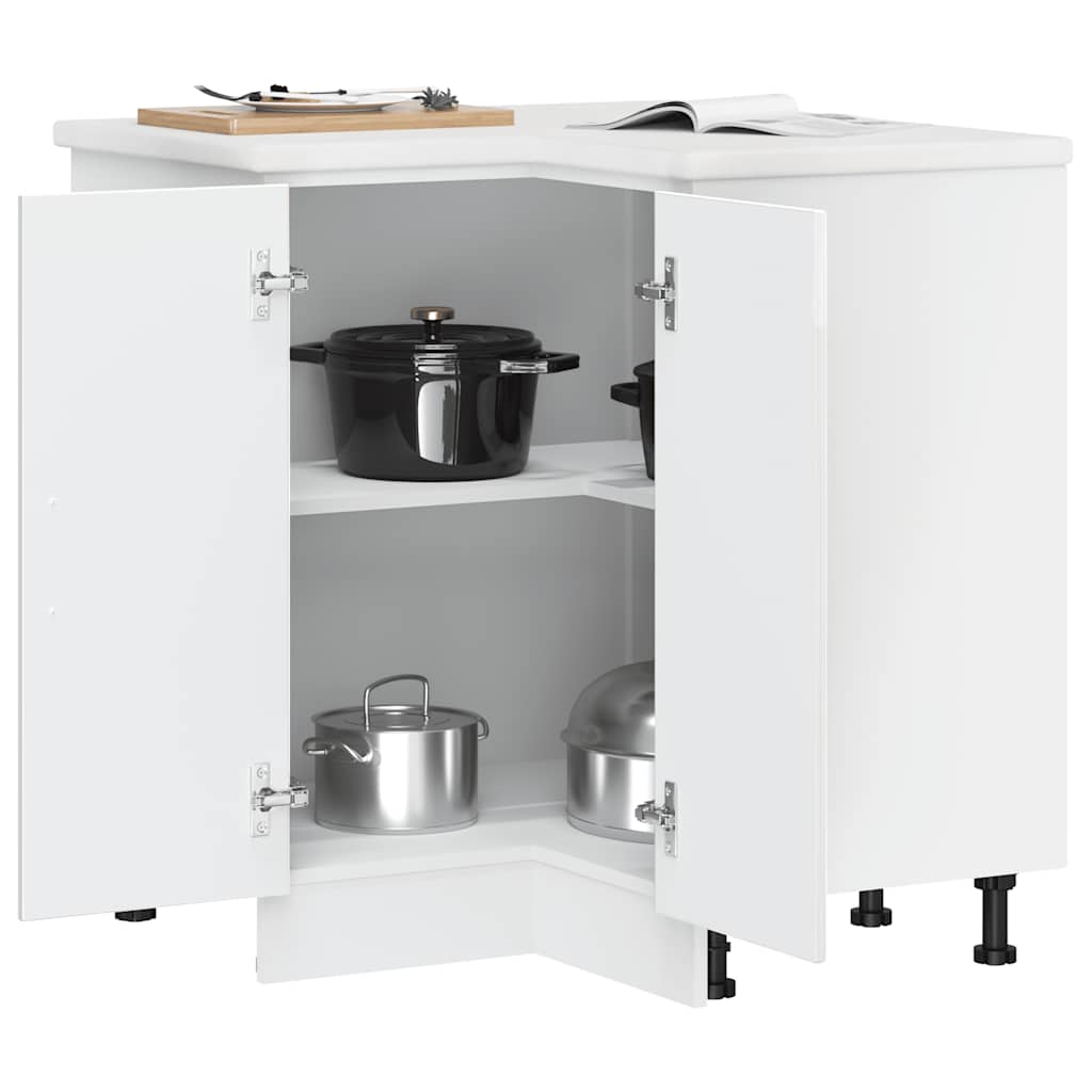 vidaXL Küchen-Eckunterschrank Kalmar Hochglanz-Weiß Holzwerkstoff
