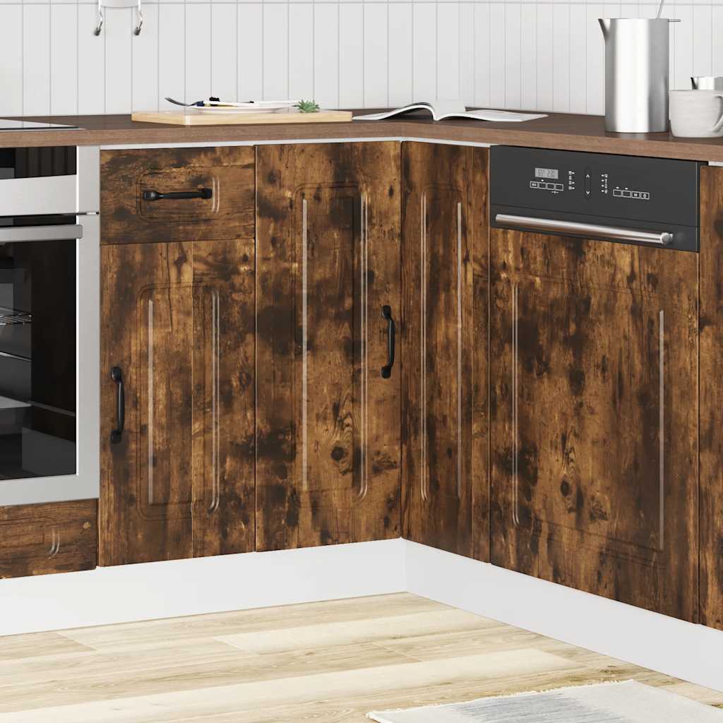 vidaXL Küchen-Eckunterschrank Kalmar Räuchereiche Holzwerkstoff