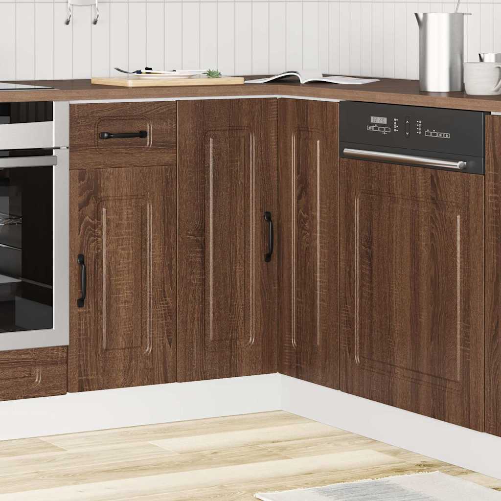 vidaXL Küchen-Eckunterschrank Kalmar Braun Eichen-Optik Holzwerkstoff