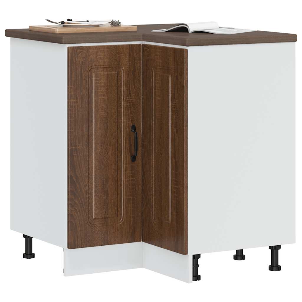 vidaXL Küchen-Eckunterschrank Kalmar Braun Eichen-Optik Holzwerkstoff