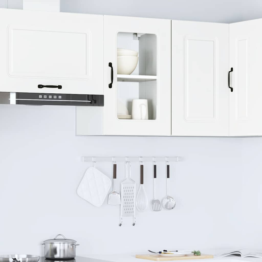 vidaXL Küchen-Hängeschrank mit Glastür Kalmar Weiß Holzwerkstoff