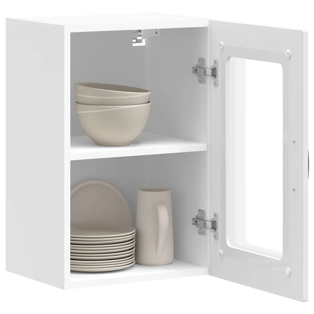 vidaXL Küchen-Hängeschrank mit Glastür Kalmar Hochglanz-Weiß Holzwerkstoff