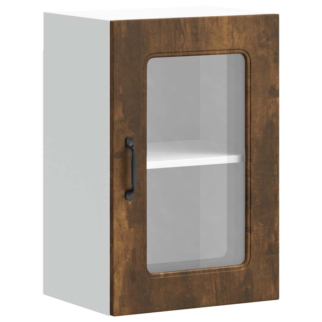 vidaXL Küchen-Hängeschrank mit Glastür Kalmar Räuchereiche Holzwerkstoff