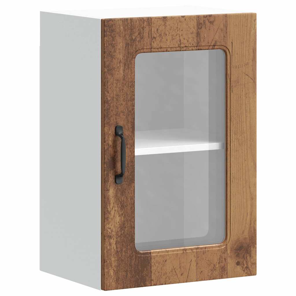 vidaXL Küchen-Hängeschrank mit Glastür Kalmar Altholz-Optik Holzwerkstoff