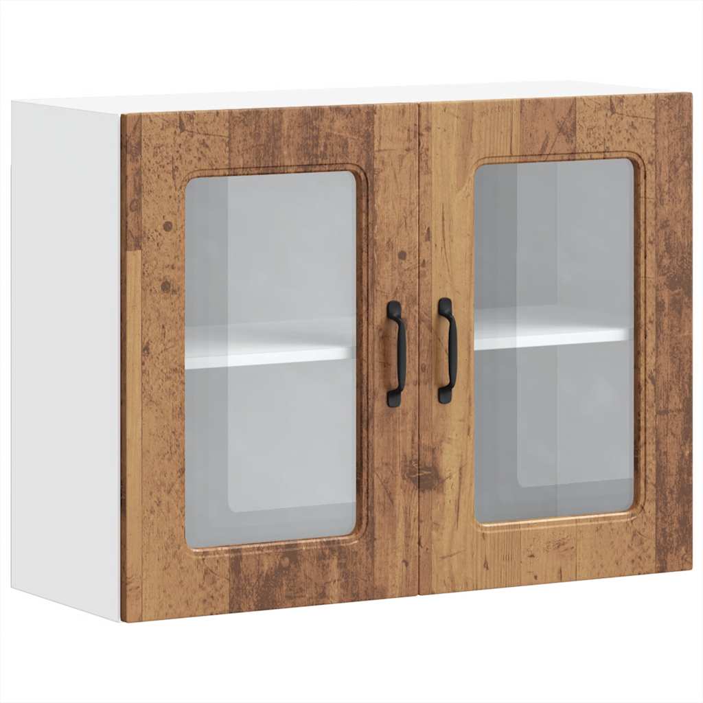 vidaXL Küchen-Hängeschrank mit Glastür Altholz-Optik Holzwerkstoff