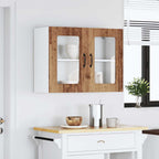 vidaXL Küchen-Hängeschrank mit Glastür Altholz-Optik Holzwerkstoff