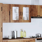 vidaXL Küchen-Hängeschrank mit Glastür Altholz-Optik Holzwerkstoff
