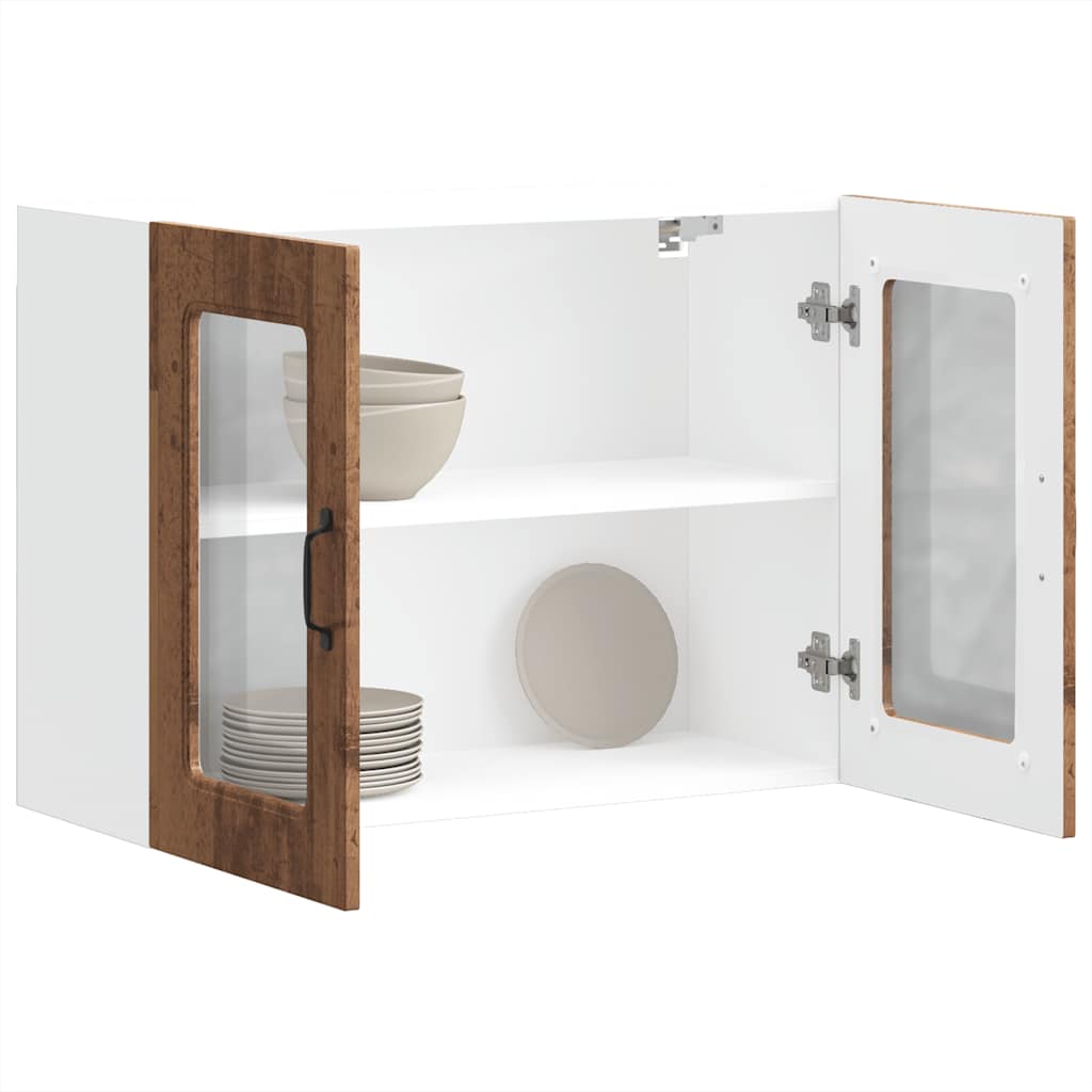 vidaXL Küchen-Hängeschrank mit Glastür Altholz-Optik Holzwerkstoff