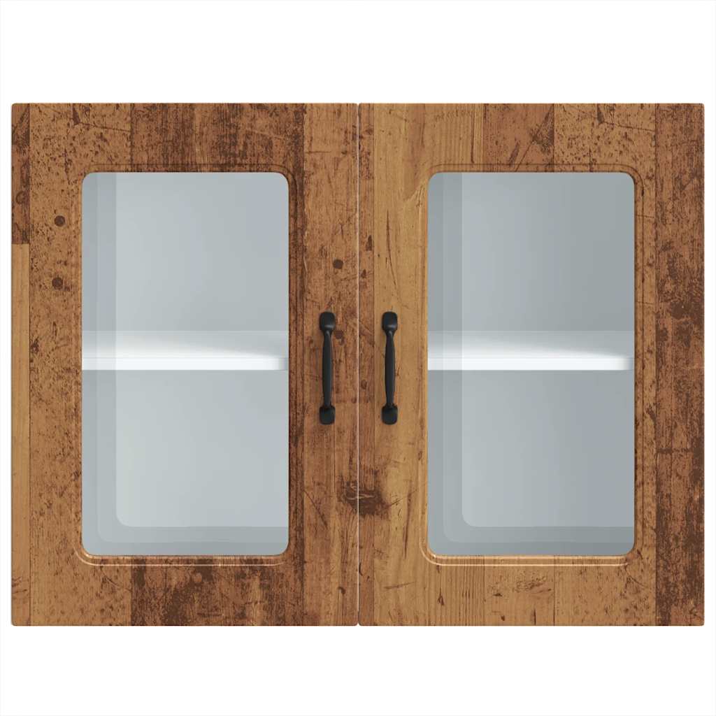 vidaXL Küchen-Hängeschrank mit Glastür Altholz-Optik Holzwerkstoff