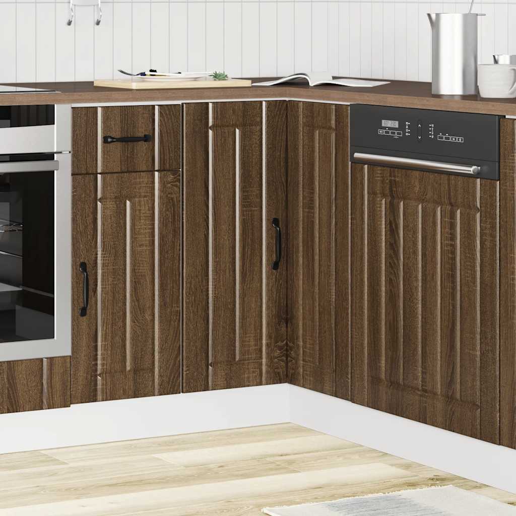 vidaXL Küchen-Eckunterschrank Lucca Braun Eichen-Optik Holzwerkstoff