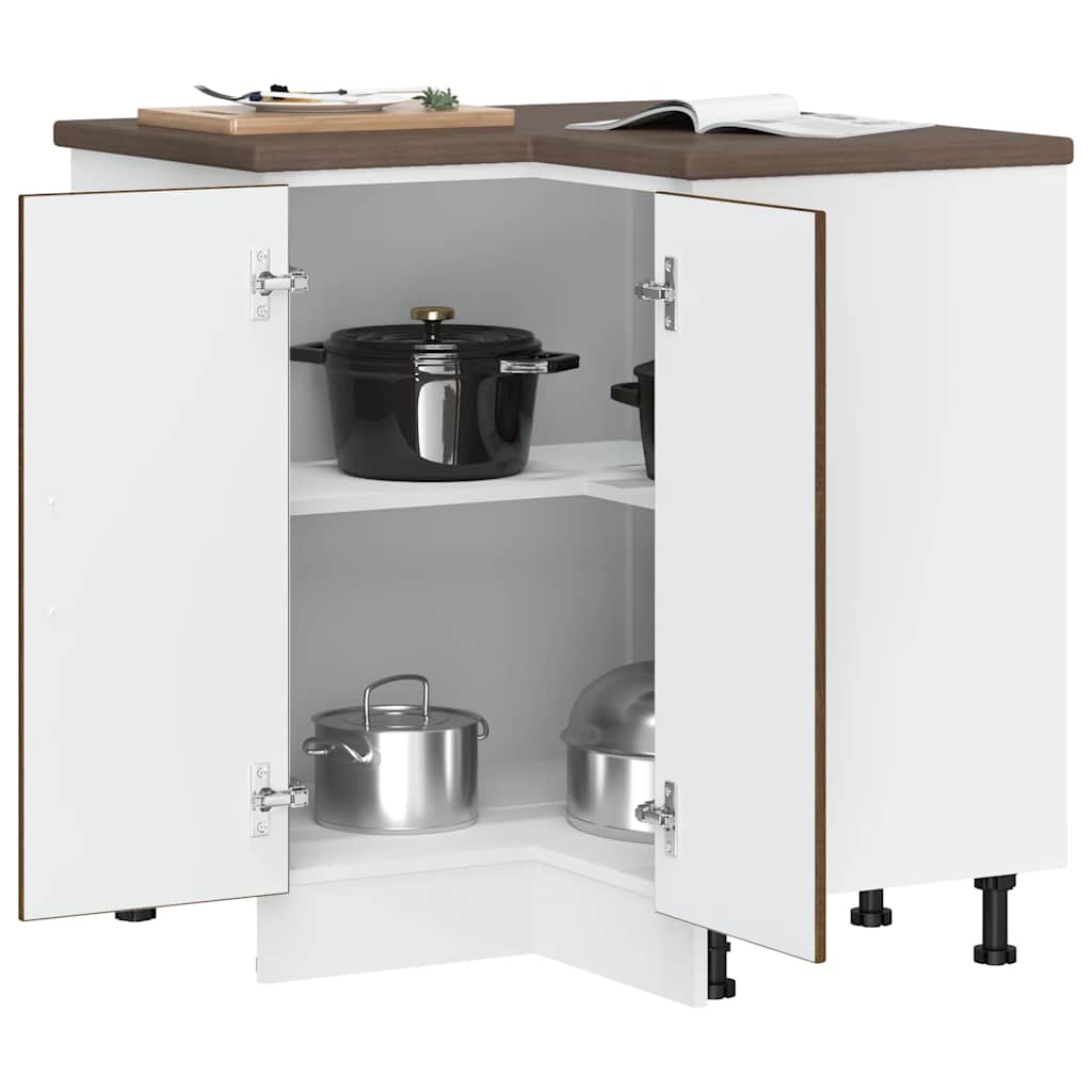 vidaXL Küchen-Eckunterschrank Lucca Braun Eichen-Optik Holzwerkstoff
