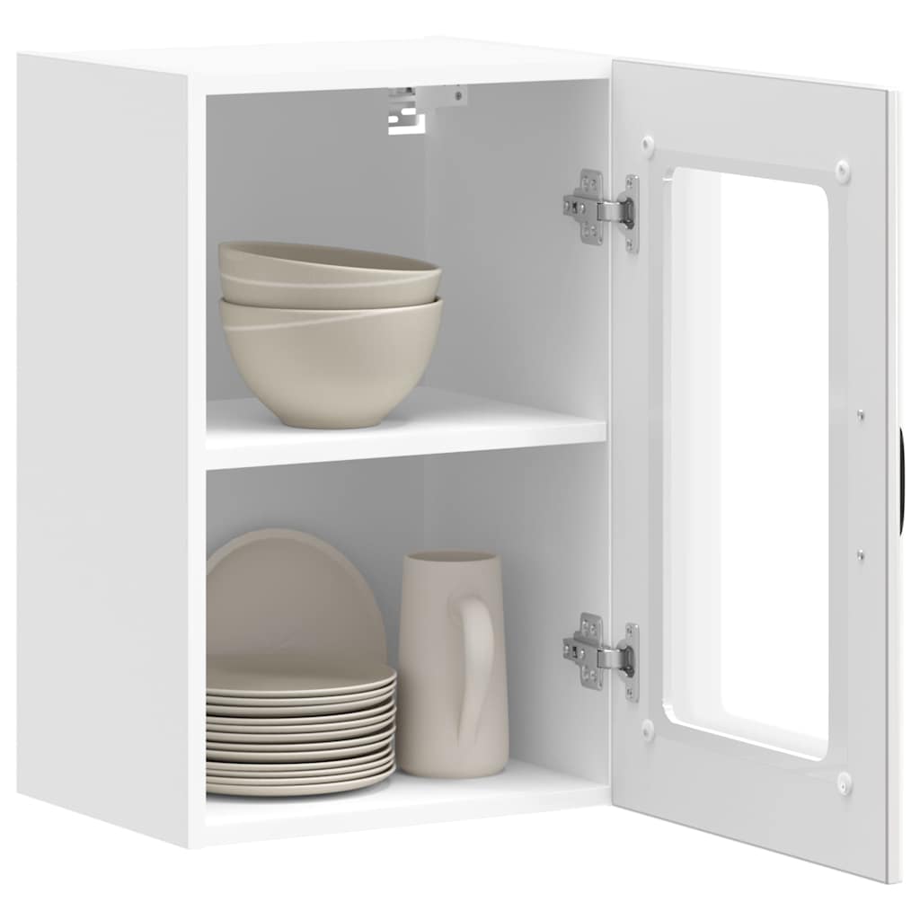 vidaXL Küchen-Hängeschrank mit Glastür Lucca Hochglanz-Weiß