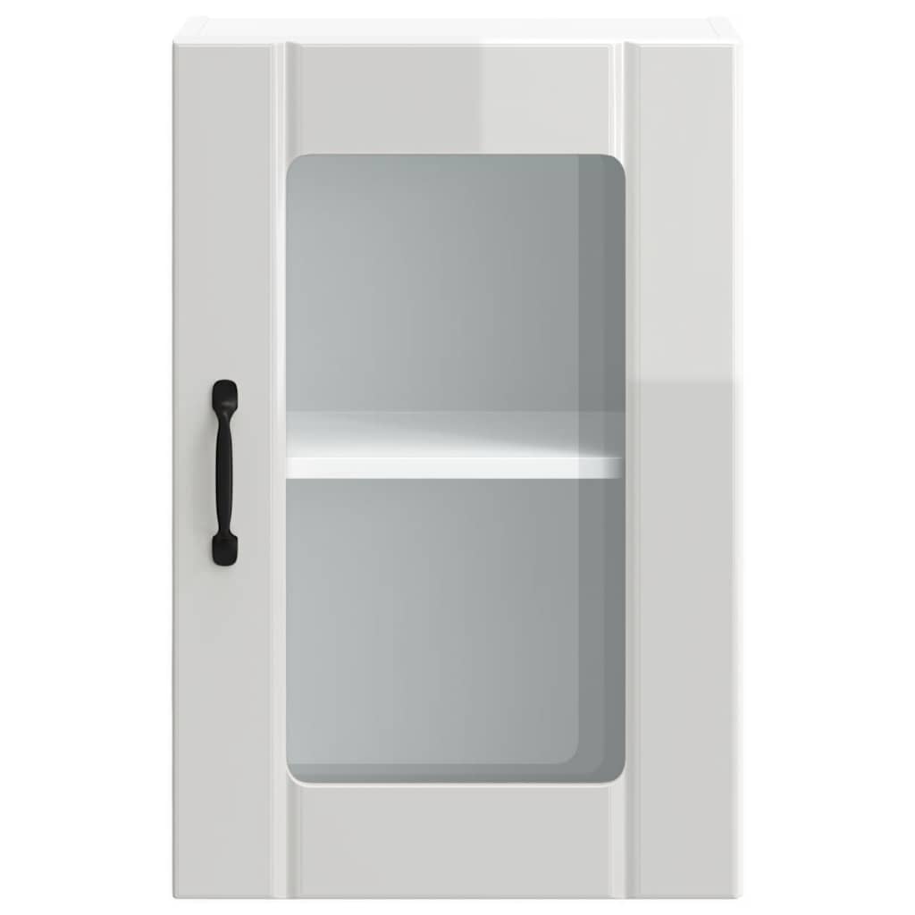 vidaXL Küchen-Hängeschrank mit Glastür Lucca Hochglanz-Weiß