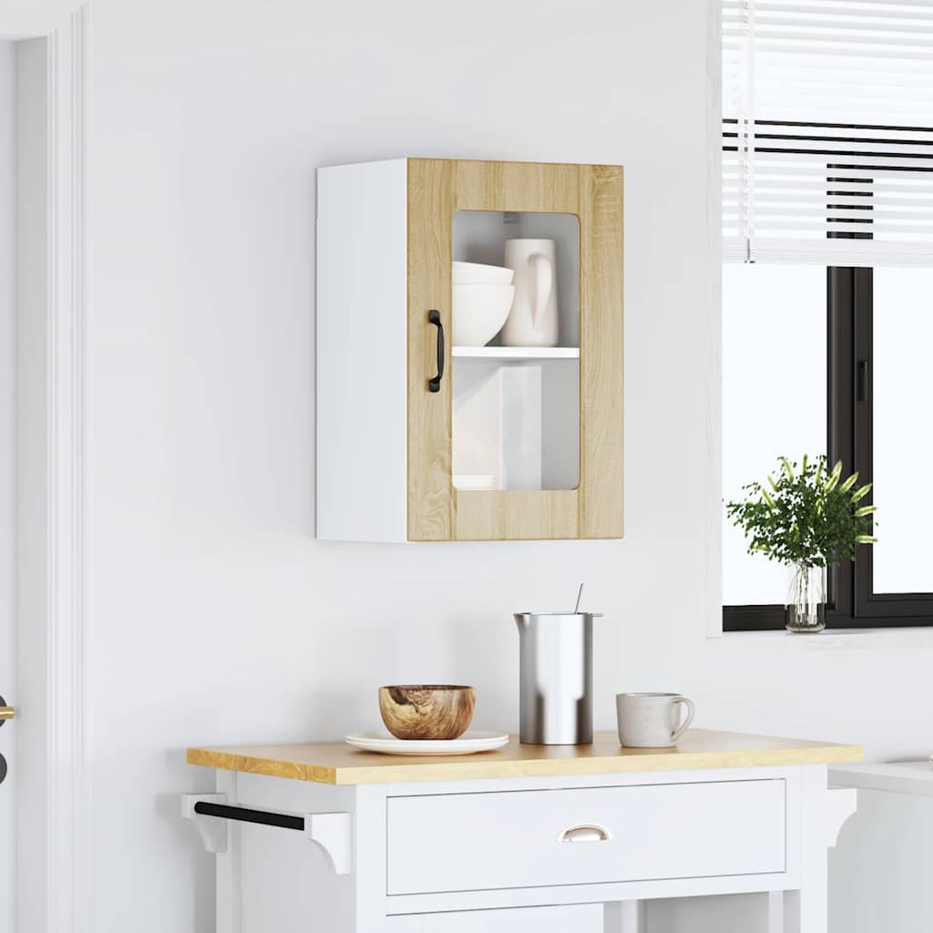 vidaXL Küchen-Hängeschrank mit Glastür Lucca Sonoma-Eiche