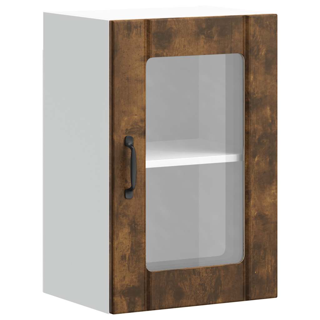 vidaXL Küchen-Hängeschrank mit Glastür Lucca Räuchereiche