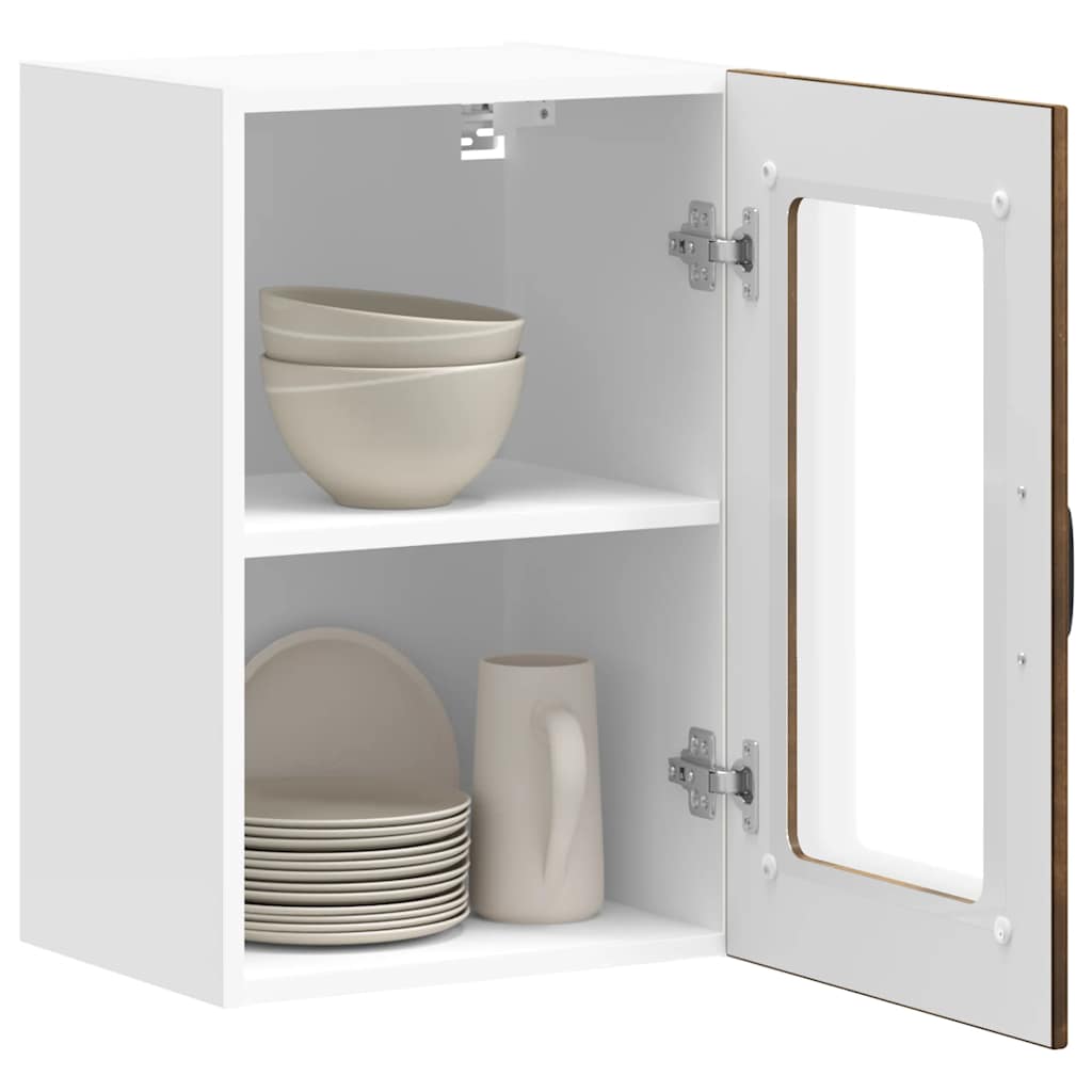 vidaXL Küchen-Hängeschrank mit Glastür Lucca Räuchereiche