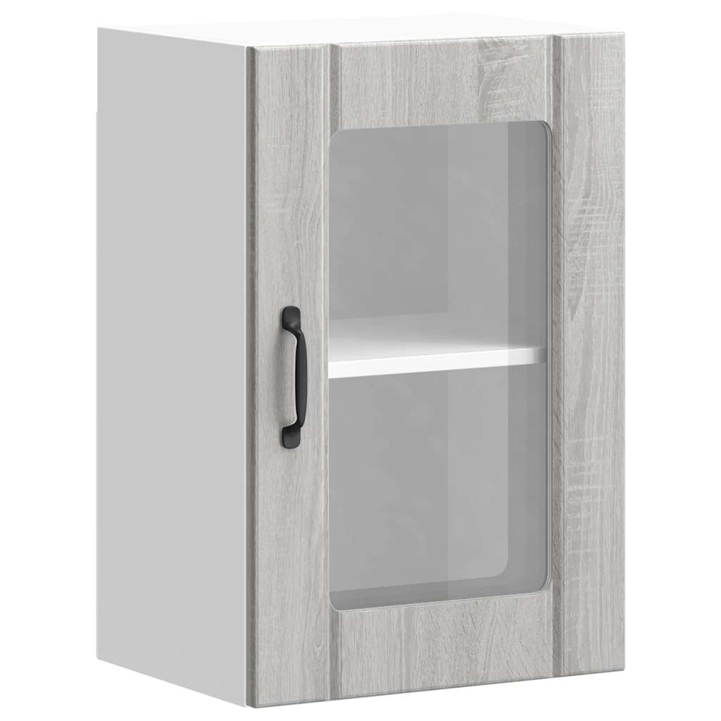 vidaXL Küchen-Hängeschrank mit Glastür Lucca Grau Sonoma