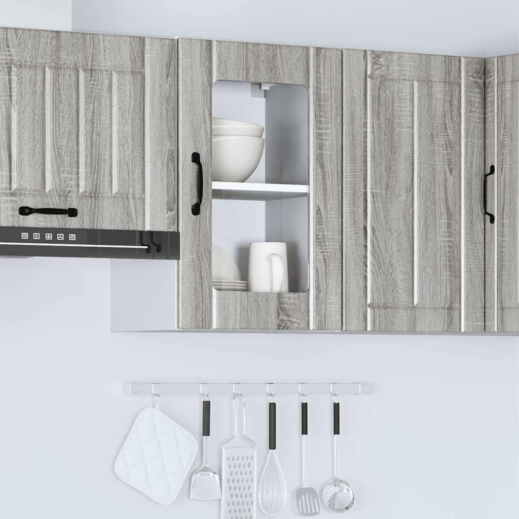 vidaXL Küchen-Hängeschrank mit Glastür Lucca Grau Sonoma