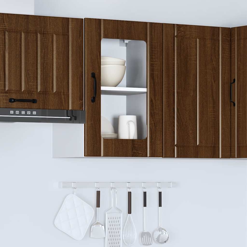 vidaXL Küchen-Hängeschrank mit Glastür Lucca Braun Eichen-Optik