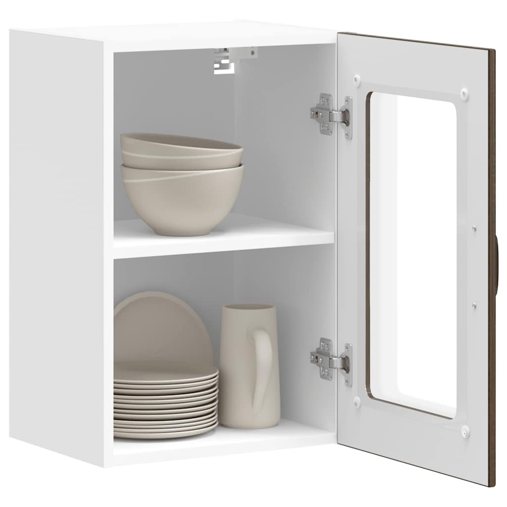 vidaXL Küchen-Hängeschrank mit Glastür Lucca Braun Eichen-Optik