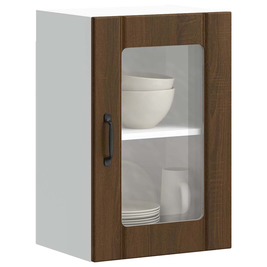 vidaXL Küchen-Hängeschrank mit Glastür Lucca Braun Eichen-Optik