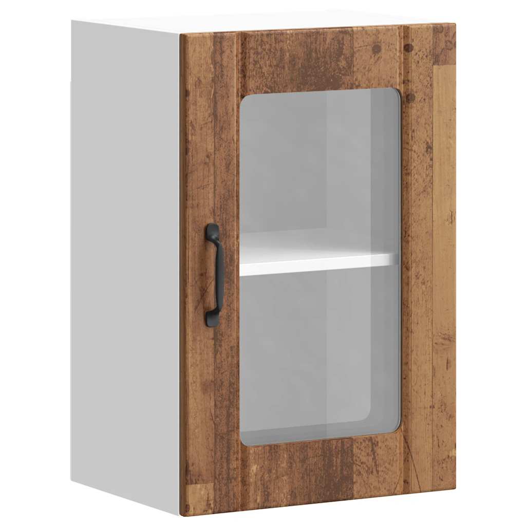 vidaXL Küchen-Hängeschrank mit Glastür Lucca Altholz-Optik