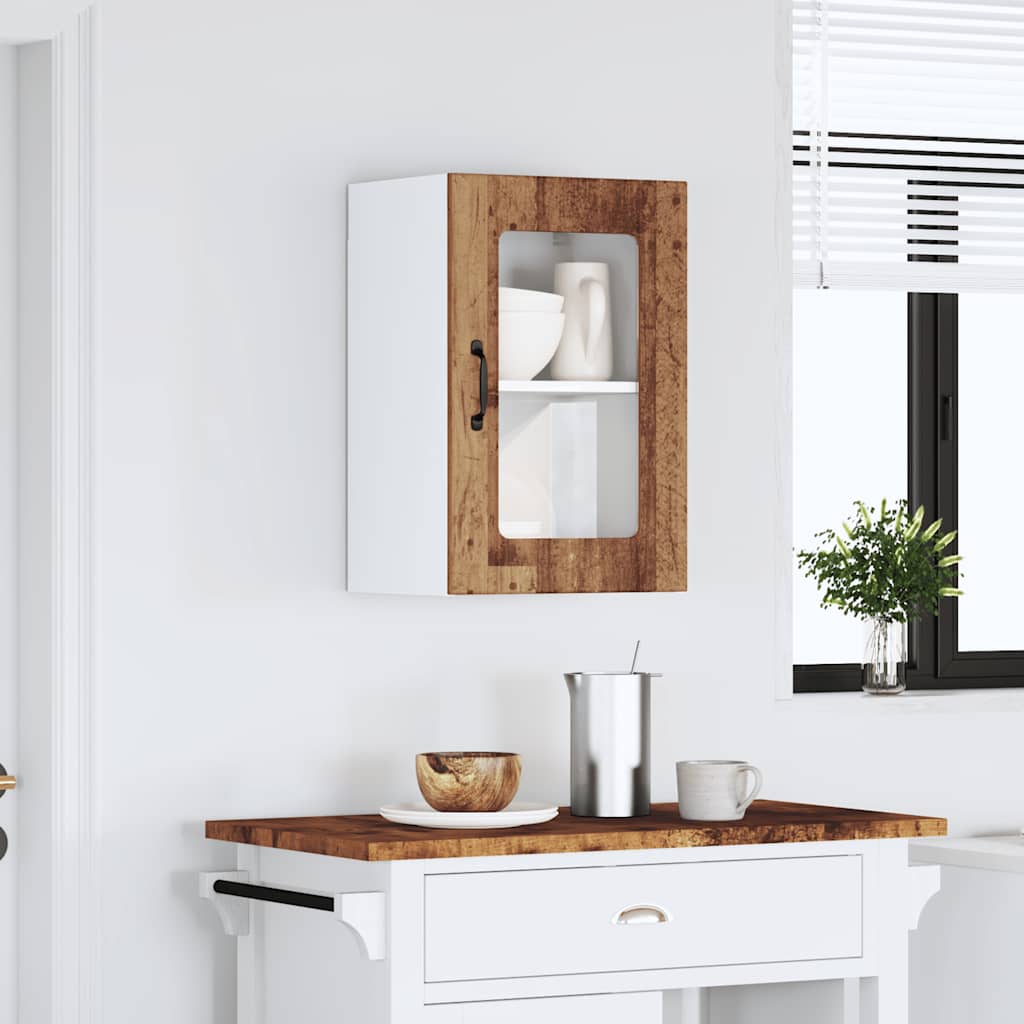 vidaXL Küchen-Hängeschrank mit Glastür Lucca Altholz-Optik