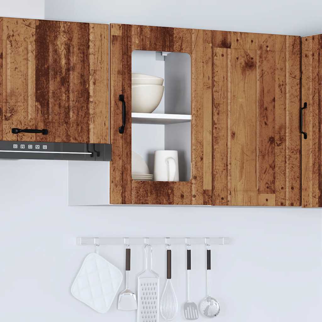 vidaXL Küchen-Hängeschrank mit Glastür Lucca Altholz-Optik