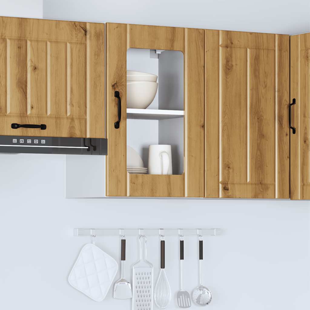 vidaXL Küchen-Hängeschrank mit Glastür Lucca Artisan-Eiche