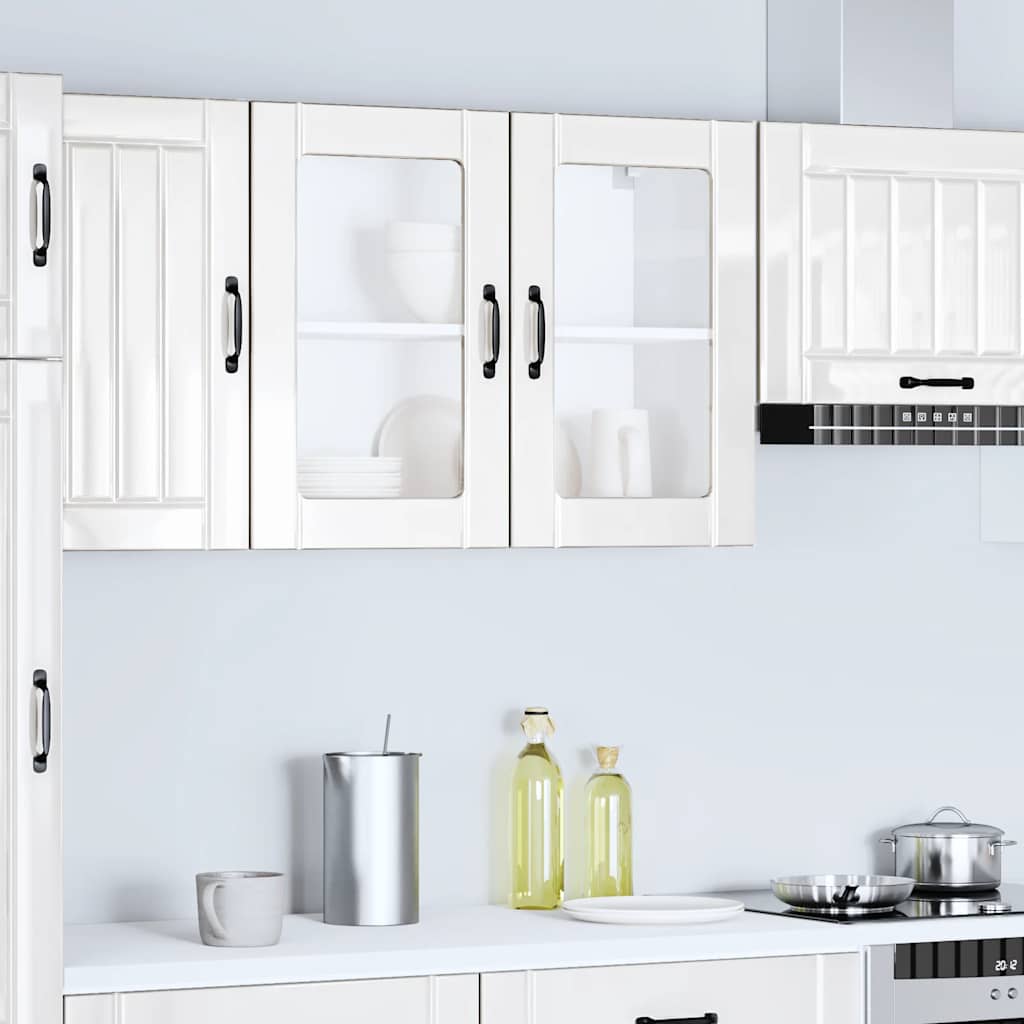 vidaXL Küchen-Hängeschrank mit Glastür Lucca Hochglanz-Weiß Holzwerkstoff