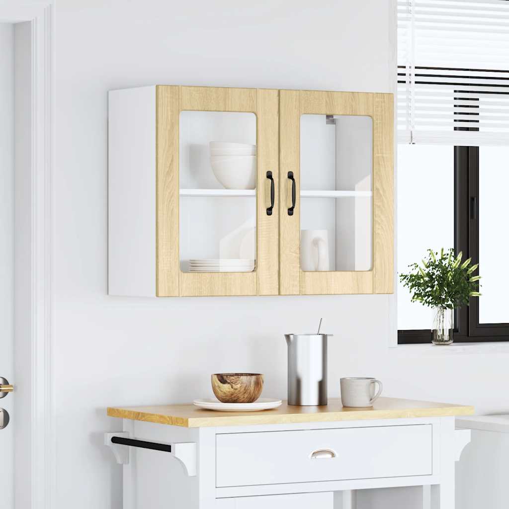 vidaXL Küchen-Hängeschrank mit Glastür Lucca Sonoma-Eiche Holzwerkstoff