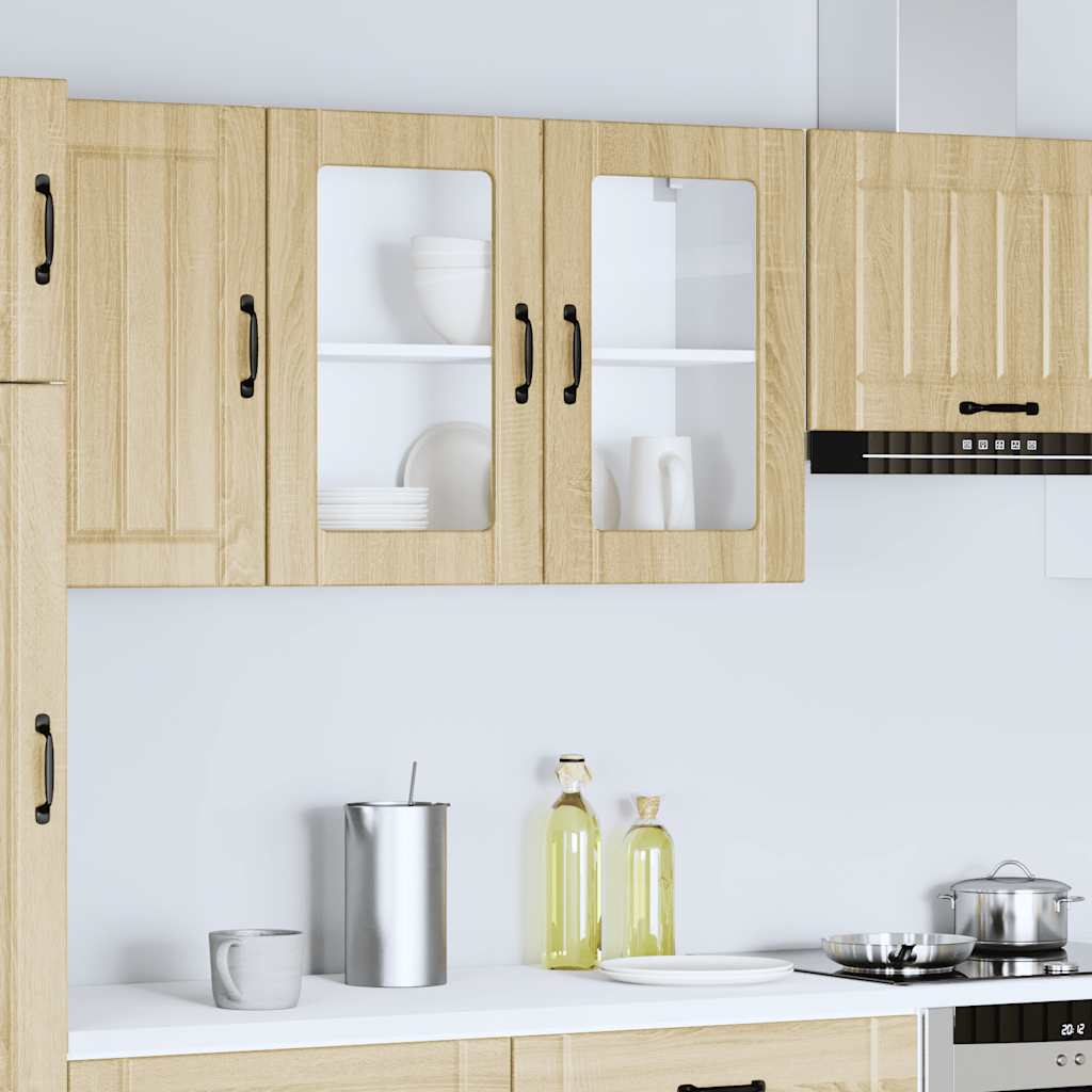 vidaXL Küchen-Hängeschrank mit Glastür Lucca Sonoma-Eiche Holzwerkstoff