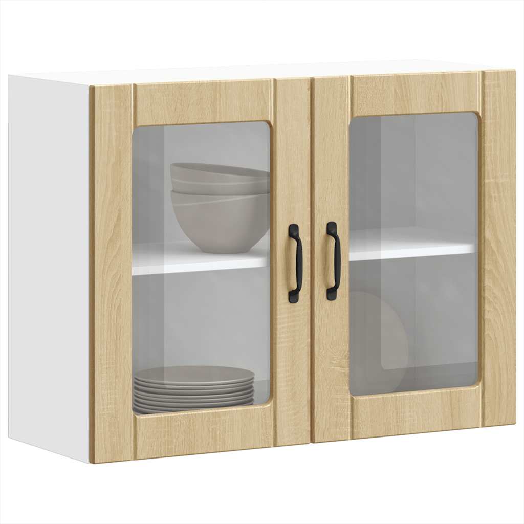 vidaXL Küchen-Hängeschrank mit Glastür Lucca Sonoma-Eiche Holzwerkstoff