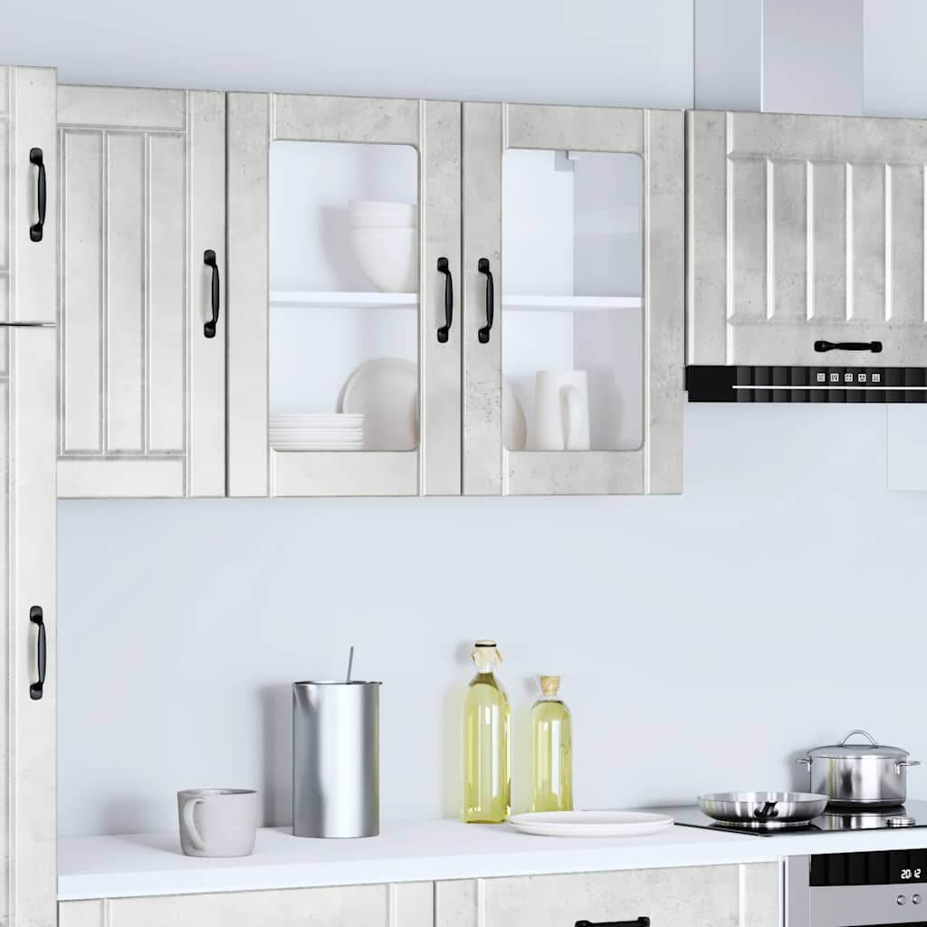 vidaXL Küchen-Hängeschrank mit Glastür Lucca Betongrau Holzwerkstoff